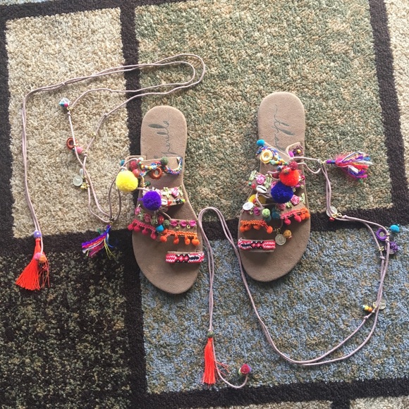 Free People Thaikila Khun Wrap Sandals Large 8 - Picture 4 of 8